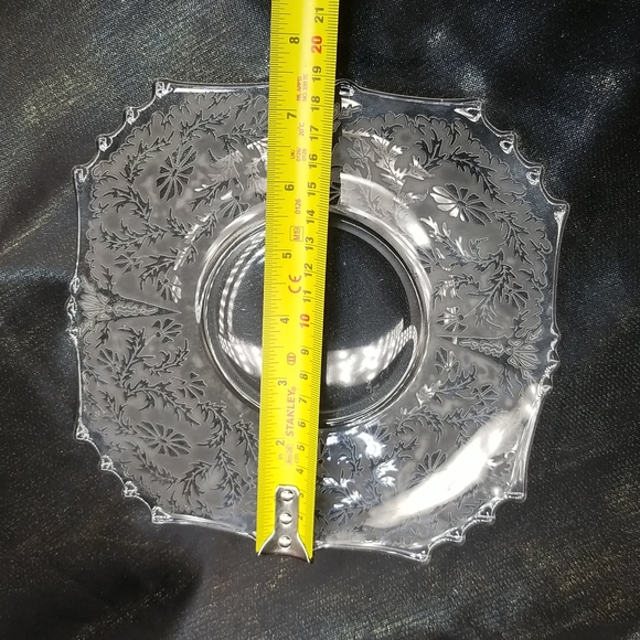 New Martinsville Oscar Elegant Etched Mayo Bowl with Underplate and Spoon - Picture 5 of 15